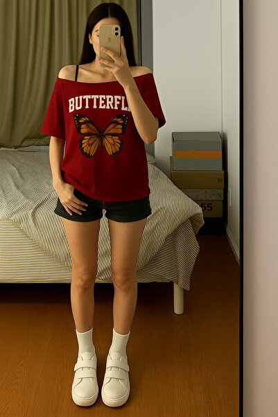 Tarzsokak Ženska majica sa leptir izrezom Štampano kratkih rukava 100% pamuk