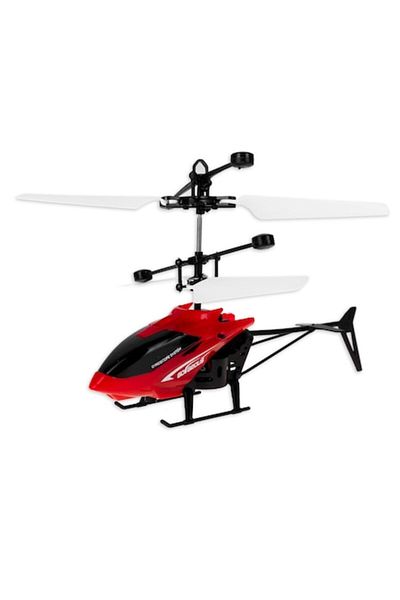 Aku Toy Helicopter AKU® with Induction, Gyroscopic System, LED Lights, USB Charging, for Kids - Red