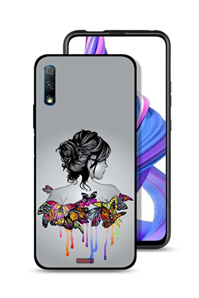 Tolwak غطاء حماية لهاتف Honor 9X (الصين) برسومات فراشات وفتاة فنية تجريدية