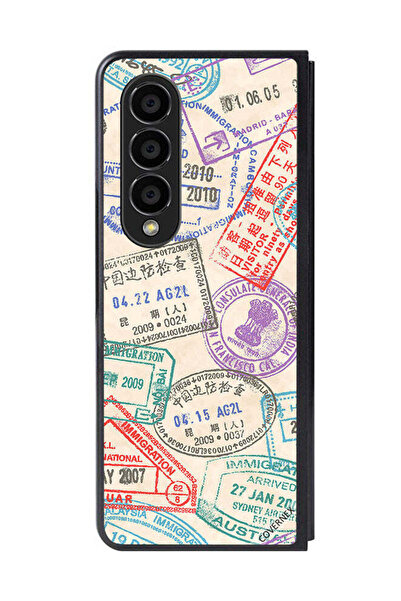 Covernex غطاء حماية لهاتف سامسونج جالاكسي زد فولد 4 بنمط طوابع السفر