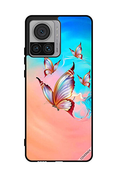 Covernex غطاء حماية لهاتف موتورولا موتو إكس 30 برو، فراشات تحلق فوق لون الطلاء