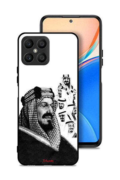 Tolwak غطاء حماية لهاتف Honor X8 4G، ملصق فني أبيض وأسود لملوك المملكة العربي...