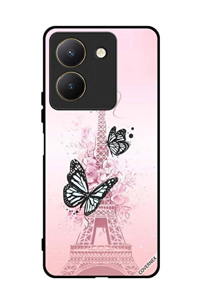 Covernex غطاء حماية لهاتف فيفو Y27s برسومات فراشات على برج إيفل