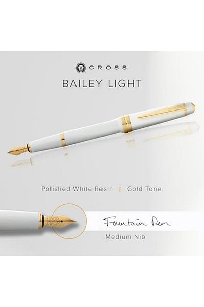 Mena Rise ŞirinShop At0746-10Mf Bailey Light Fountain Pen White Gold (M Nib) 1108107