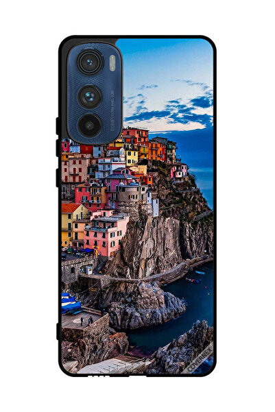 Covernex غطاء حماية لهاتف موتورولا إيدج 30 - منازل ملونة على البحر