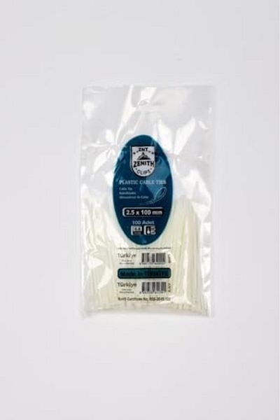 Mena Rise Fikirshop 2.5X100 White Cable Tie & Plastic Clamp & Hook & Loop Clamp 100 Pieces (Package) 1