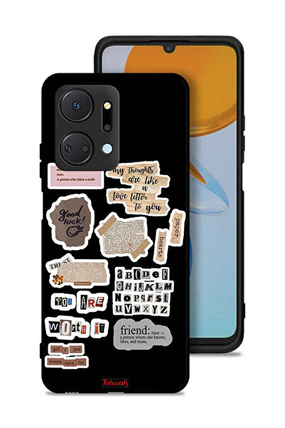 Tolwak غطاء حماية لهاتف Honor X7a مع ملصقات اقتباسات الحظ السعيد