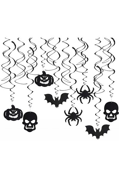 AirSMall Set of 16 Halloween decorations AirSMall, PVC/plastic, black