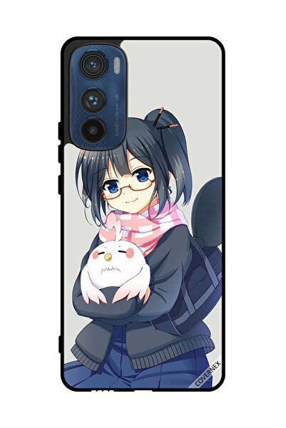 Covernex غطاء حماية لهاتف موتورولا إيدج 30 - رسمة فتاة تحمل حيوانًا أليفًا