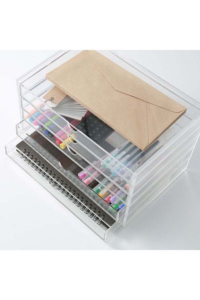 Muji Acrylic Case, 5 Steps Horizontal, Approx. W 25.5 x D 17 x H 16 cm
