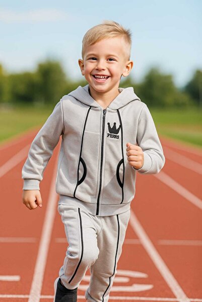 Pink cherry Baby Boy and Kids Set with Zipper and Embroidery, Kids Tracksuit Set