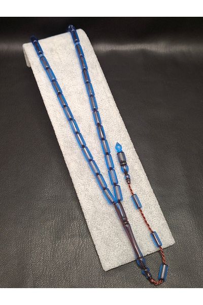 Han Ticarethane سبحة من البودرة العنبرية ذات اللون الأسود والأزرق من الداخل