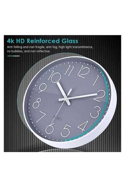 COOYA 12 Inch Non-Ticking Silent Battery Operated Round Wall Clock Modern Simple Style Decor Clock