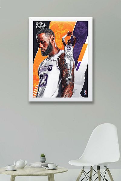 Saturn Pictură înrămată de LeBron James - Pictură poster NBA de baschet