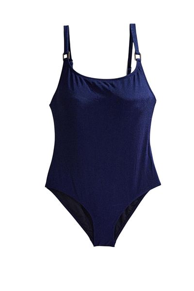 TooHot Women's Navy Blue Thin Strap Gathering Swimsuit