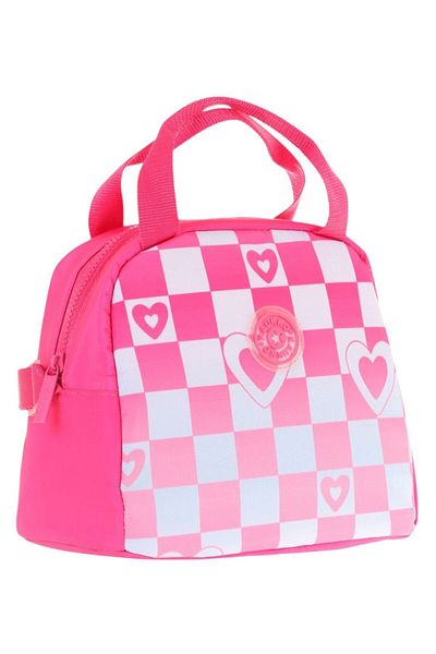 KAUKKO Pink Blue Checkerboard Printed Lunchbox for Girls (Thermal Insulated) (K9063)