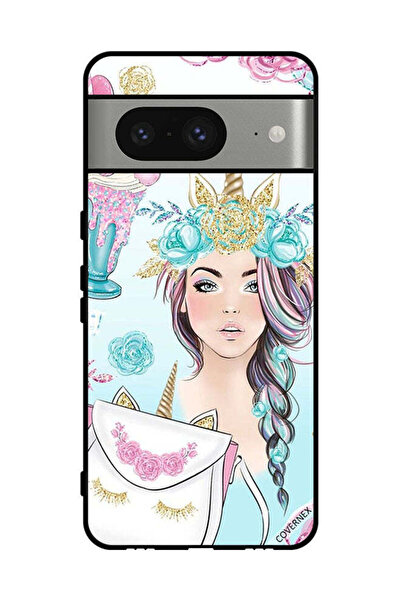 Covernex غطاء حماية لهاتف جوجل بيكسل 8 - رموش على الحقيبة وفتاة وحيد القرن