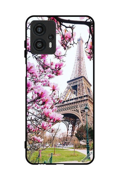 Covernex غطاء حماية لهاتف موتورولا موتو جي 13 - زهور وبرج إيفل