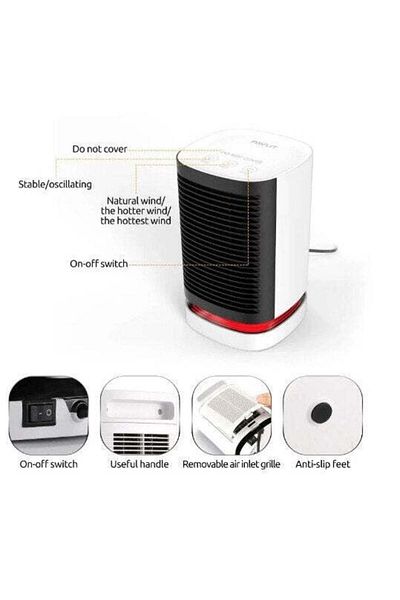 divendi-ro Mini încălzitor electric portabil, 950W, rotație 45 de grade, cu afișaj digital