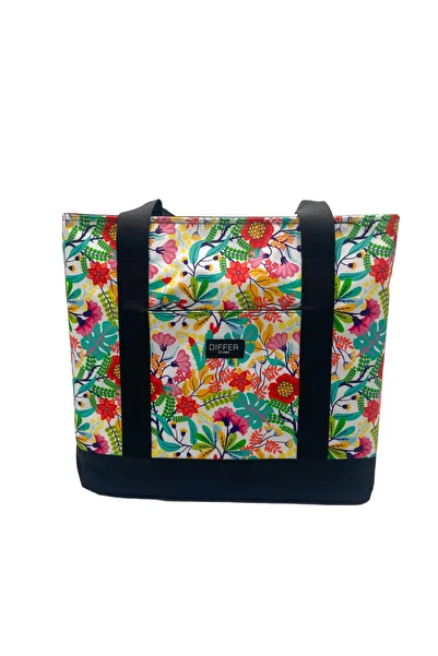 Differ Studio Flower Patterned 2-Piece Waterproof Black Inner Bag Multi-Purpose Beach/Arm/Shoulder/Sports/Travel Bag