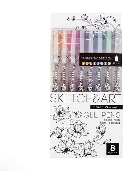 Mena Rise Şirinshop Uni Write Gel Pen, 0.8 Mm, 8 Colors- Metallic 1108107
