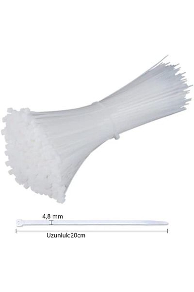 Mena Rise Diyar-Ifırsatshop White 20cm Cable Tie Plastic Velcro Clamp Collector-100 Pieces 1017157