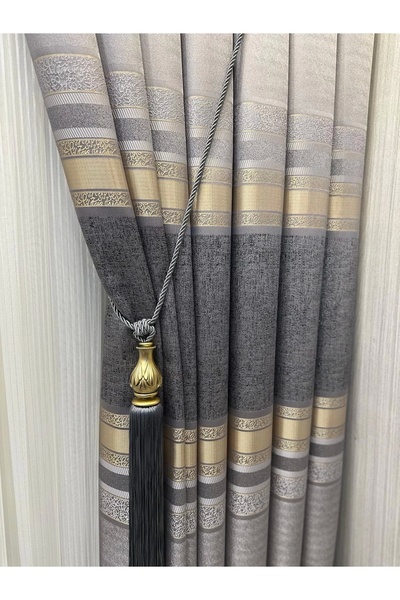 NİVEMESHOME Nivemeshome St.Pierre Ft614320 V_5403 Gray 1/3 Frequently Pleated Background Curtain Apm