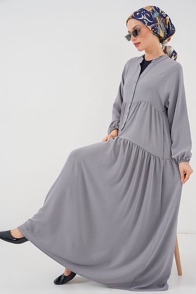 Bigdart 2527 Women's Long Hijab Dress - Gray
