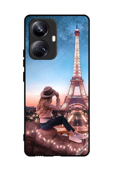Covernex غطاء حماية لهاتف Realme 10 Pro Plus بتصميم فتاة القبعة وبرج إيفل