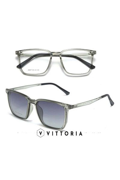 Vittoria Magnetic Glasses Frame with Polarized Clip-on, Ultem, 55-20-143, Ultra-resistant and Ultra-light, Gr