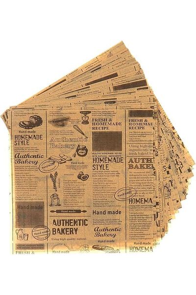 Mena Rise Şirinshop Vintage Self Pattern Presentation Paper, Oil Paper, Food Serving Paper 50 Pieces