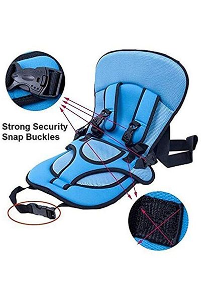 Yelajoy Portable Car Seats Cushions, With Safety Belt, Foldable, for outdoor, indoor, Blue