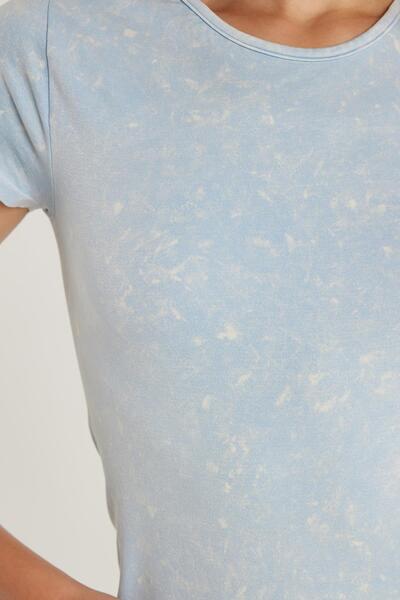 Tudors Women's Slim Fit Slim Fit Plain Basic Crew Neck Blue T-Shirt