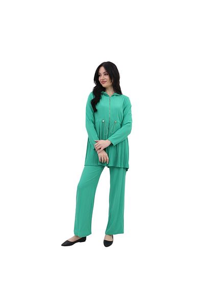 Levidor Double Suit with Gathered Waist and Pleated Detail