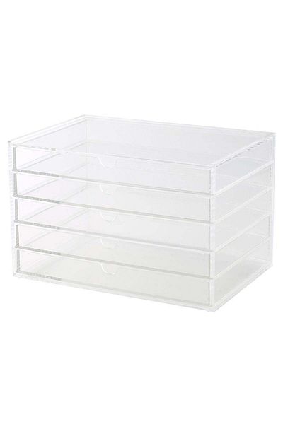 Muji Acrylic Case, 5 Steps Horizontal, Approx. W 25.5 x D 17 x H 16 cm