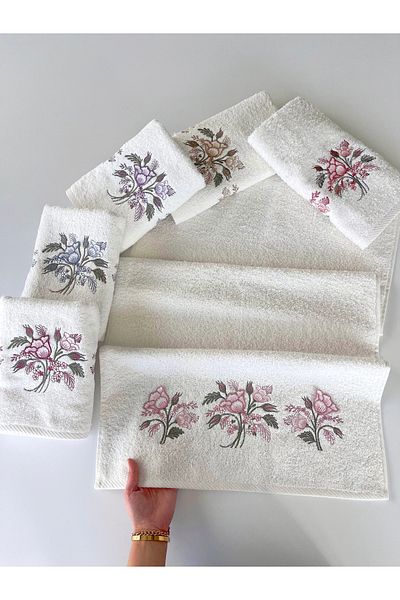 sarra Mysoft 6-Piece 50X90 3D Embroidered Towel - Symbul