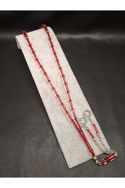 Han Ticarethane Red Transparent Color Inside Cut Cut Powder Amber Prayer Beads
