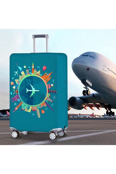 TYBO Trolley protective cover, Airplane model, elastic, polyester, with velcro closure, size M