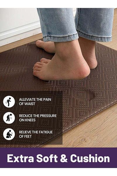COOYA 2 Piece Kitchen Mats, Kitchen Rugs with Non-Slip Rubber Back, Waterproof Cushion for Kitchen Floor