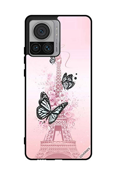 Covernex غطاء حماية لهاتف موتورولا موتو إكس 30 برو - فراشات على برج إيفل