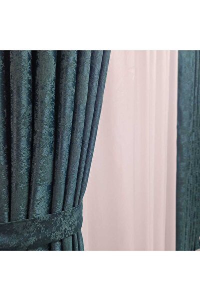 Perdelenoi by Igni Comex Dark Turquoise Sand Curtain Set of 2 Pieces