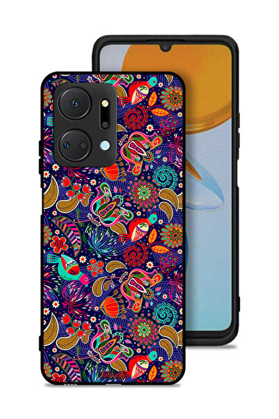 Tolwak غطاء حماية لهاتف Honor X7a بنقشة طيور وأوراق زهور ملونة