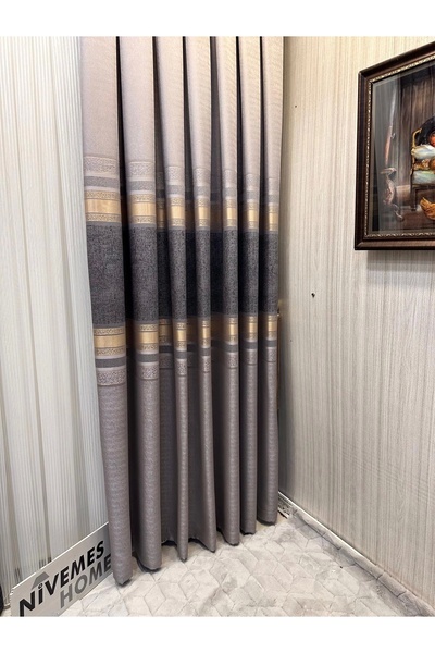 NİVEMESHOME Nivemeshome St.Pierre Ft614320 V_5403 Gray 1/3 Frequently Pleated Background Curtain Apm