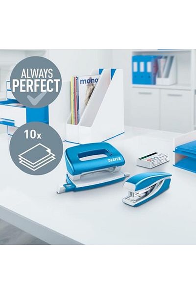 Mena Rise Şirinshop 5561 Stapler and Hole Punch Set, Wow Series Metallic, Blue 1108107