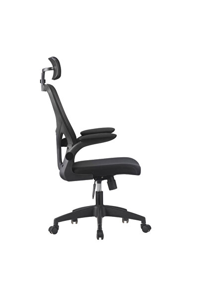 Quasar & Co. Sigma office chair, tilt mechanism, adjustable height, lumbar support, headrest, mesh/fabric, black