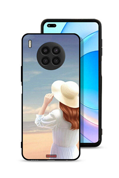 Tolwak غطاء حماية لهاتف Honor 50 Lite بتصميم فتاة قبعة واقفة