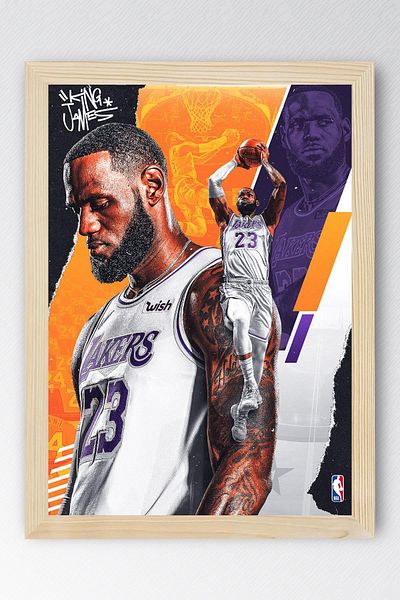 Saturn Pictură înrămată de LeBron James - Pictură poster NBA de baschet
