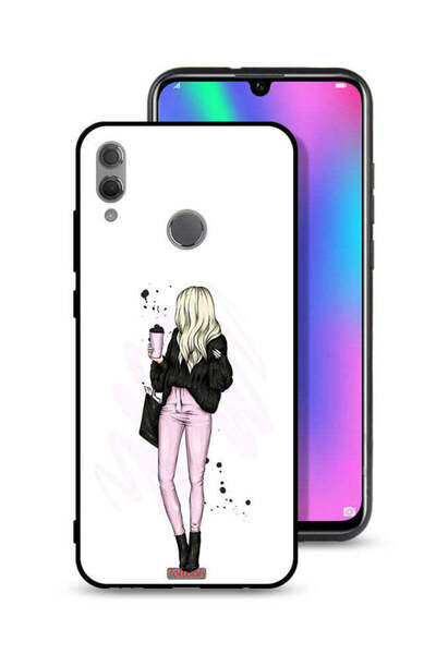Tolwak غطاء حماية لهاتف Honor 10 Lite، صورة فتاة تحمل كوب قهوة
