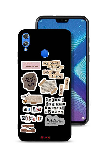 Tolwak غطاء حماية لهاتف Honor 8X مع ملصقات اقتباسات الحظ السعيد
