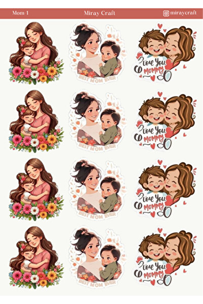 MirayDesign 1 autocolant tematic pentru mama – 12x17 cm pentru album de însem...